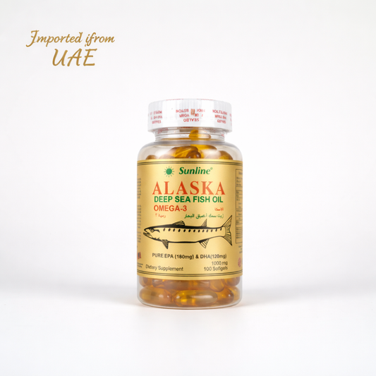 Alaska Deep Sea Fish Oil Omega 3 - 100 Soft Gels - UAE Imported Premium Supplement